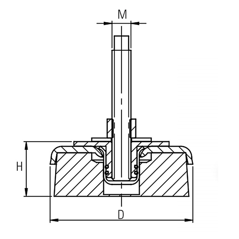 Stopa regulowana antywibracyjna CAST-ES 7/A FI 240mm/M24x3/170mm/8000 kg poziomujaca z wibroizolatorem