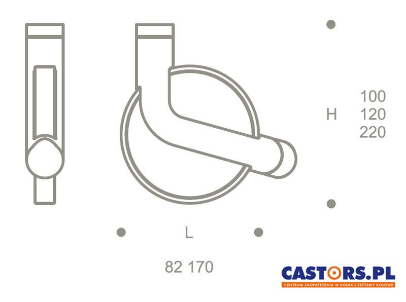 Kółko skrętne z hamulcem TUBE 100/120/220 Nylon i włókno szklane / niebrudząca guma/ ABS / lite drewno Nośność 40/80kg RÓŻNE KOLORY